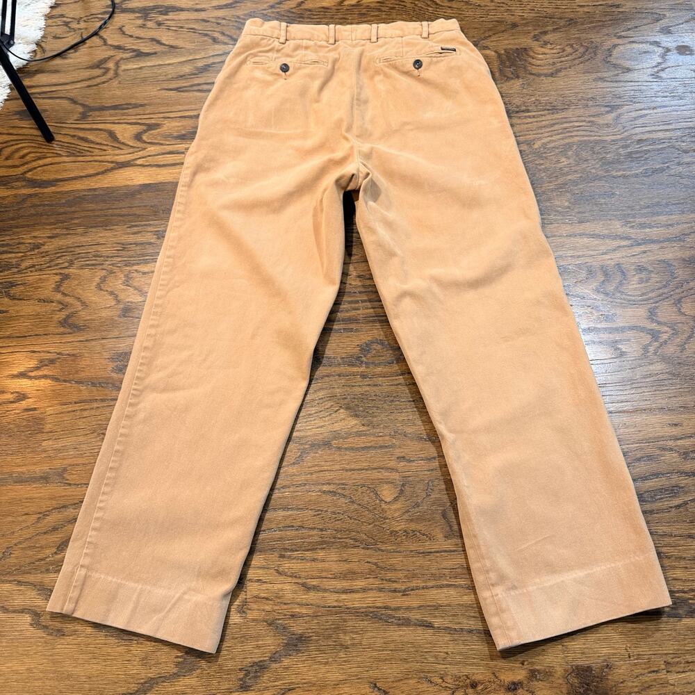 Vintage Façonnable Brushed Cotton Pants Men’s 34x29 Tan Wide Leg Cuffed - Picture 2 of 8